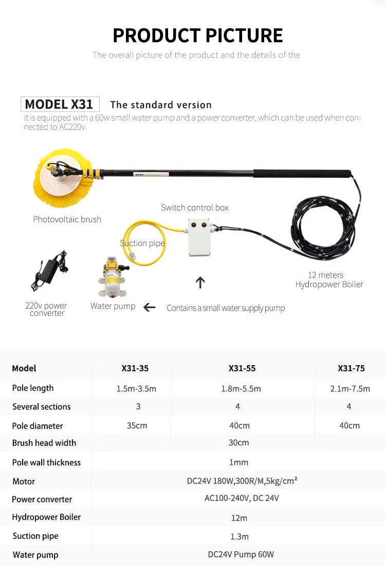 Solar Panel Cleaning Handheld Photovoltaic Panel Professional Electric Cleaning Brush