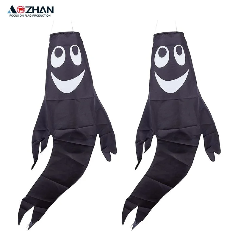 White Black Ghost Windsock Flag Halloween Terrace Lawn Garden Home Decor (Polyester Material)