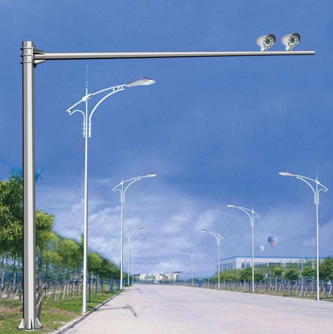 Outdoor Galvanized CCTV Traffic Security Monitoring Steel Post Surveillance Camera Pole